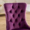 Nikki - Modern, High-End Tufted Solid Wood Contemporary Velvet Upholstered Dining Chair With Chrome Stainless Steel Plating Legs, Nailhead Trim (Set of 2) - Purple / Chrome - Image 9