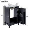 Modern Small Bathroom Vanity Cabinet With Ceramic Basin, Ample Storage, 1 Soft Close Door - Black - Image 7