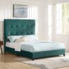Queen Size Green Velvet Tufted Upholstered Platform Bed - Image 14