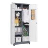 Metal Storage Cabinets, Cleaning Tool Cabinet With Locking Door, Tall Broom Tool Organizer, Large Storage Cabinet For Kitchen - Gray / White - Image 15