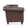 Rolled Arm Chesterfield Three Seater Sofa - Dark Brown - Image 5