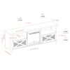 Industrial Farmhouse Metal Mesh Drop Down X Door 70" Fireplace TV Stand For 80" TVs - Brushed White - Image 2