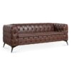 84.06" Width Traditional Square Arm Removable Cushion 3 Seater Sofa - Dark Brown - Image 4