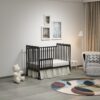 Crib 3 In 1 Convertible, Made Of Sustainable Pinewood, Non Toxic Finish, Comes With Locking Wheels, Wooden Nursery Furniture - Storm Black - Image 5