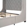 Queen Size Storage Upholstered Platform Bed With Wingback Headboard And A Big Drawer - Gray - Image 6