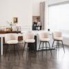 Beige Swivel Bar Stools, High-Back, Adjustable, Upholstered With Elegant Metal Back Accents For Kitchen, Bar, Or Dining Room (Set of 2) - Beige - Image 6