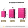 Hardshell Luggage Sets 3 Pieces Spinner Suitcase With Tsa Lock Lightweight 20" 24" 28" - Pink - Image 4