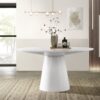 Jasper - Wide Contemporary Round Dining Table - White - Image 4