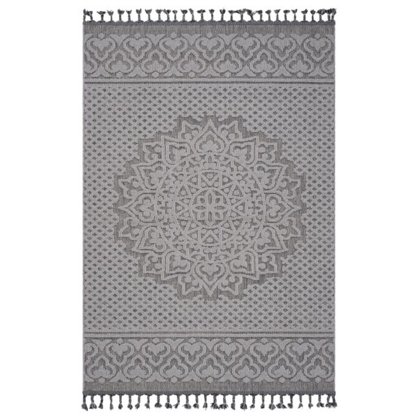 Guros - 4' X 6' Medallion Indoor / Outdoor Area Rug - Gray / White