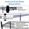 6 Tier 6000Lbs Capacity Nsf Metal Shelf Wire Shelving Unit, Heavy Duty Adjustable Storage Rack With Wheels & Shelf Liners For Commercial Grade Utility Steel Storage Rack - Black - Image 19