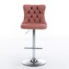 Swivel Velvet Barstools Adjusatble Seat Height From 25-33", Modern Upholstered Chrome Base Bar Stools With Backs Comfortable Tufted For Home Pub And Kitchen Island 1712Pk (Set of 2) - Pink - Image 4