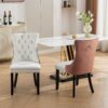 Nikki - Modern, High-End Tufted Solid Wood Contemporary And Velvet Upholstered Dining Chair With Wood Legs Nailhead Trim (Set of 2) - White / Pink - Image 14