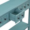 Rustic Entryway Console Table Long Sofa Table With Two Different Size Drawers And Bottom Shelf For Storage - Turquoise Green - Image 20