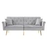 Velvet Tufted Sofa Couch With 2 Pillows And Nailhead Trim - Light Gray - Image 6