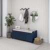 Storage Bench With 3 Shutter-Shaped Doors, Shoe Bench With Removable Cushion And Hidden Storage Space - Antique Navy - Image 4