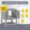 Bathroom Vanity Base Only, Soild Wood Frame, Bathroom Storage Cabinet With Doors And Open Shelf - Gray - Image 2