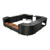 Spa Surround Spa Frame Quadrilateral Outdoor Rattan Sectional Sofa Set With Mini Sofa, Wooden Seats And Storage Spaces - Beige - Image 14