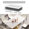 63" Modern Artificial Stone Panel Double-Ring Stainless Steel Metal Legs, Can Accommodate 6-8 People - White / Gold - Image 5