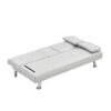 Futon Sofa Bed With Armrest Two Holders - White - Image 9
