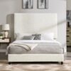 Queen Size White Boucle Upholstered Platform Bed - White - Image 14