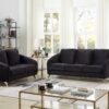 Sofia - Velvet Fabric Sofa, Loveseat Living Room (Set of 2) - Black - Image 7