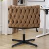 Armless Office Desk Chair No Wheels - Brown - Image 22
