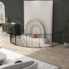 Adjustable Safety Gate 8 Panels Play Yard Metal Doorways Fireplace Fence Christmas Tree Fence Gate For House Stairs Gate Prohibited Area Fence - Black - Image 3