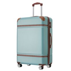 Hardshell Luggage With Tsa Lock, 24" Expandable Lightweight Suitcase With Spinner Wheels, Single Vintage Luggage - Green