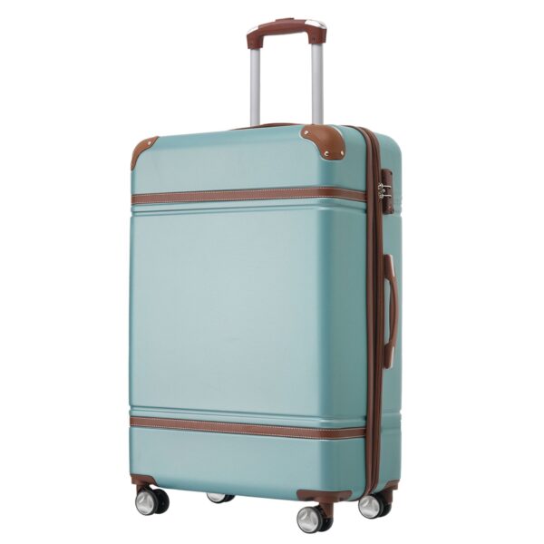 Hardshell Luggage With Tsa Lock, 24" Expandable Lightweight Suitcase With Spinner Wheels, Single Vintage Luggage - Green
