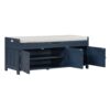 Storage Bench With 3 Shutter-Shaped Doors, Shoe Bench With Removable Cushion And Hidden Storage Space - Antique Navy - Image 12