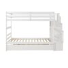 Twin Over Twin Bunk Beds With Twin Trundle And Stairway Storage Function - White - Image 11