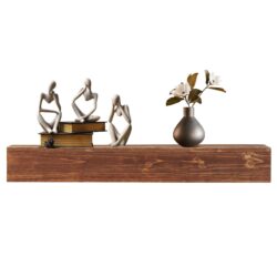 48" Rustic Wood Fireplace Mantel, Wall-Mounted & Floating Shelf For Home Decor - Dark Brown