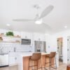 Wooden Ceiling Fan White 3 Solid Wood Blades Remote Control Reversible Dc Motor With LED Light - Matte White - Image 8