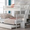 Twin Over Full Bunk Bed With Trundle And Staircase - White - Image 3