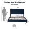 Peyton - King Bed Upholstered With High Headboard, Traditional Hand Buttoned Tufting - Blue - Image 15
