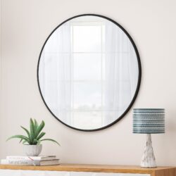 Wall Mirror Circular Mirror Metal Framed Mirror Round Vanity Mirror Dressing Mirror, For Bathroom, Living Room, Bedroom Wall Decor - Black
