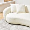 Modern Curved Sofa Mid-Century Comfy Half Moon Teddy Fabric Couch, 101" Upholstered With 4 Throw Pillows For Living Room - White - Image 5