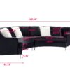 Velvet Curved Sofa - Black - Image 7