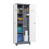Metal Storage Cabinets, Cleaning Tool Cabinet With Locking Door, Tall Broom Tool Organizer And Storage, Large Storage Cabinet For Kitchen - Gray / White - Image 12