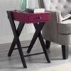 Fierce - Accent Table With Built In USB Port - Black / Burgundy - Image 4