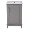 Modern Small Bathroom Vanity Cabinet With Ceramic Basin, Ample Storage, 1 Soft-Close Door - Gray - Image 16