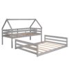 Twin Over Full House Bunk Bed With Built-In Ladder - Gray - Image 6