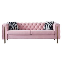 Chesterfield - Modern Tufted Velvet Living Room Sofa, 84.25''W Couch - Pink