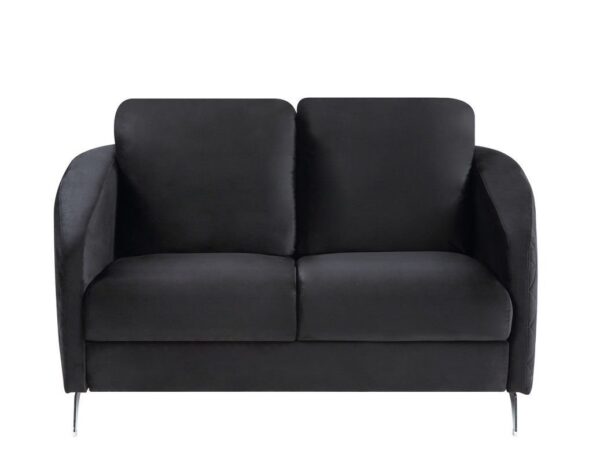Sofia - Velvet Modern Chic Loveseat Couch - Black