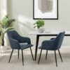 Contemporary Upholstered Woven Dining Chairs - Indigo Blue - Image 6