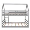 Twin Over Full House Bunk Bed With Built-In Ladder - Gray - Image 15