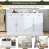 Kitchen Sideboard Storage Buffet Cabinet With 2 Drawers & 4 Doors Adjustable Shelves For Dining Room, Living Room - White - Image 5