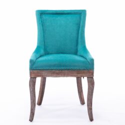Ultra Side Dining Chair,Thickened Fabric Chairs With Neutrally Toned Solid Wood Legs, Bronze Nail Head (Set of 2) - Blue