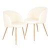 Adjust Legs Upholstered Teddy Faux Fur Dining Armrest Chair (Set of 2) - Off White - Image 11