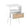 15.75" Rattan End Table With Drawer And Solid Wood Legs, Modern Nightstand, Side Table For Living Room, Bedroom - White - Image 12